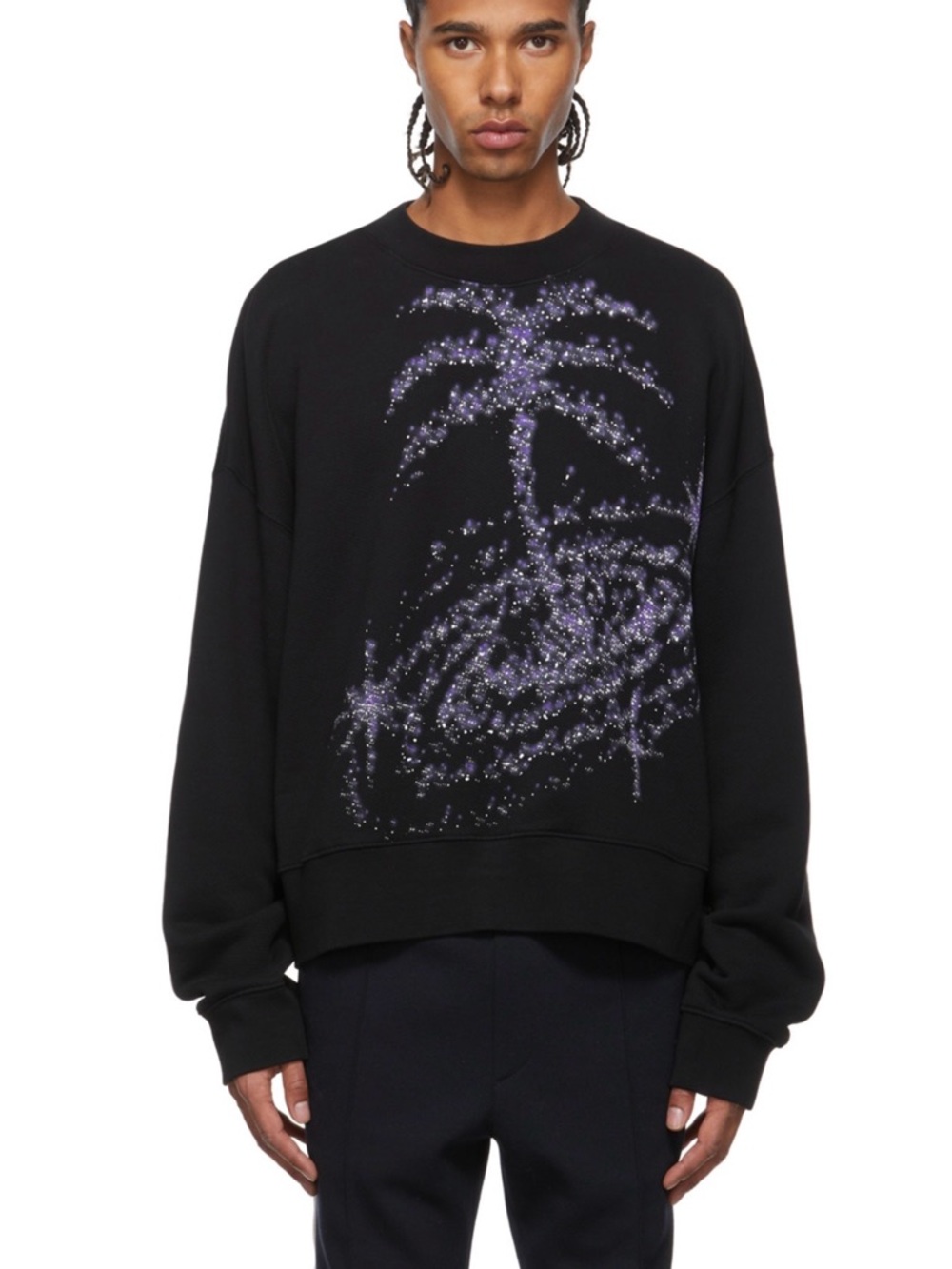 PALM ANGELS - Black Palm Galaxy Glitter Sweatshirt